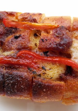 A picture of Cheesy Anchovies Baquette Snack.