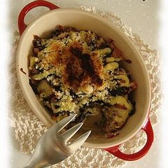 A picture of Grilled Taro Root, Nori, Sesame Seeds and Cheese.