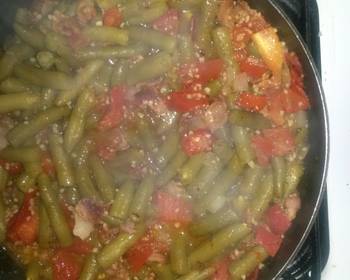 Ultimate, Prepare Green beans with tomato and bacon Delicious Simple