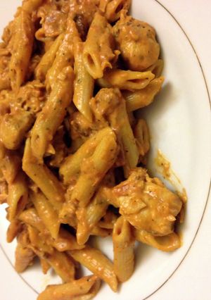 A picture of Penne Alla Vodka With Grilled Chicken.