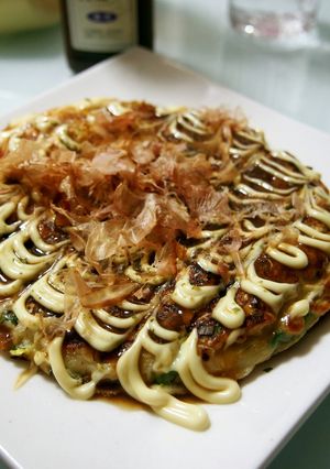 A picture of Our Family's Okonomiyaki Made with Flour.