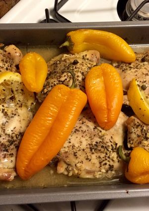 A picture of J's lemon pepper chicken.