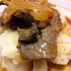 A picture of liver and onions.
