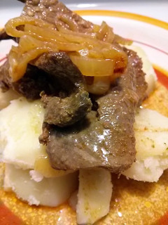 A picture of liver and onions.