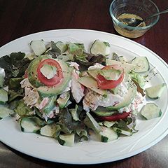 A picture of Avocado and Crab Stacked Salad.