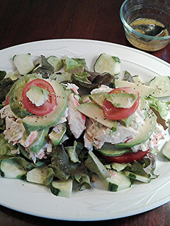 A picture of Avocado and Crab Stacked Salad.