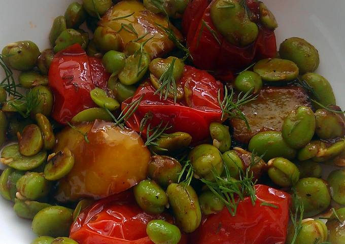 Vickys Broad Bean Salad &amp; Tomato Dill Sauce, GF DF EF SF NF