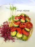 Filetti di spigola in crosta di zucchine e pomodorini