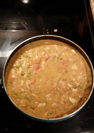 A picture of Thai Indian fusion chicken curry.