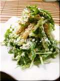 Delicious Mizuna Salad with Tofu Dressing