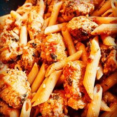 Garlic Chicken Penne Pasta with Spicy Marinara A picture of Garlic Chicken Penne Pasta with Spicy Marinara.