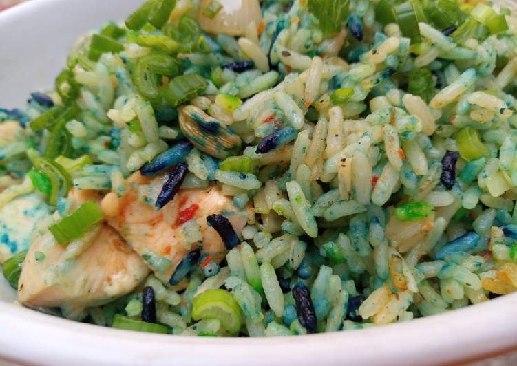 Coloured chicken stir fried rice