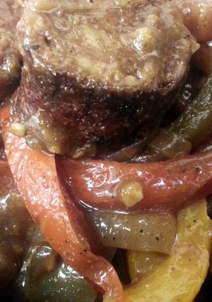 A picture of Drunken Irishman Sausage & Peppers.