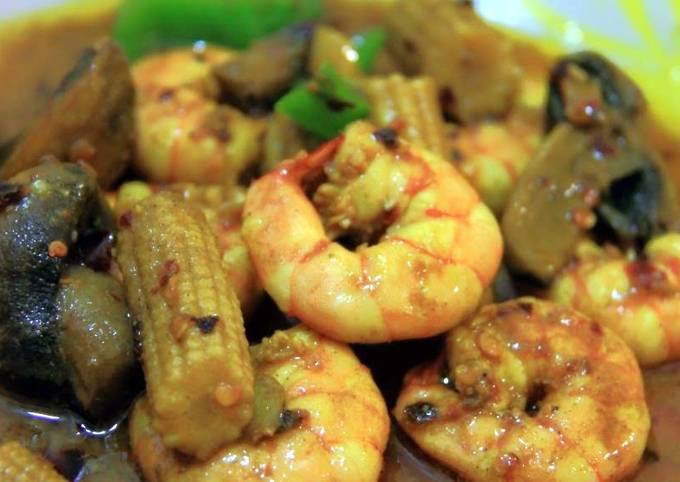 Sauteed Shrimp w/Corn and Mushroom