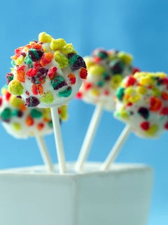 A picture of Trix Cereal Cake Pops.