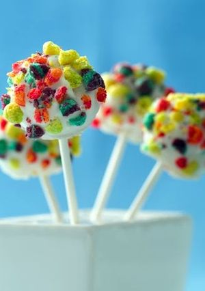 A picture of Trix Cereal Cake Pops.