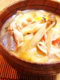 Rustic Pork Miso Soup with Dumplings