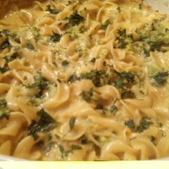 A picture of Sunshine's broccoli noodle casserole.