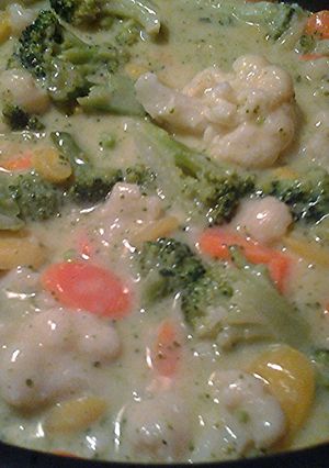 A picture of creamy vegetables Normandy blend.
