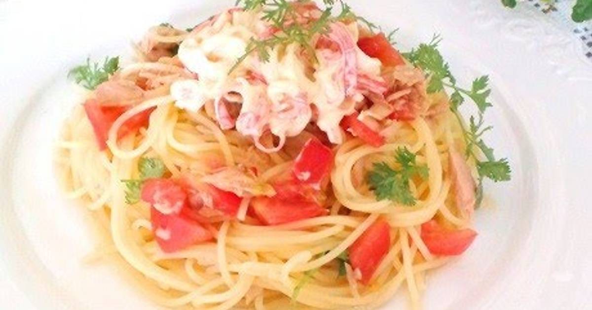 AsianStyle Chilled Pasta with Crab Mayonnaise Salad Recipe by cookpad