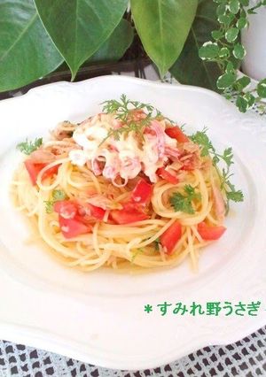 A picture of Asian-Style Chilled Pasta with Crab Mayonnaise Salad.