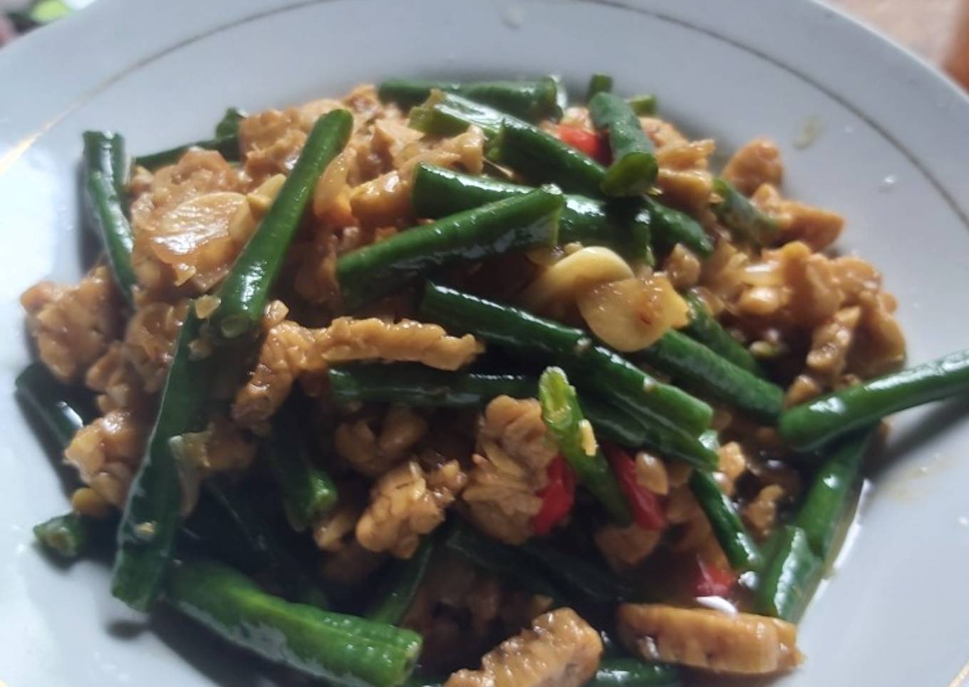 Oseng tempe kacang panjang simpel