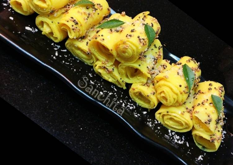 Recipe of Speedy Coconut stuffed Mango Khandvi