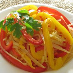 A picture of Bell Pepper and Potato Stir-fry with Whole Grain Mustard.