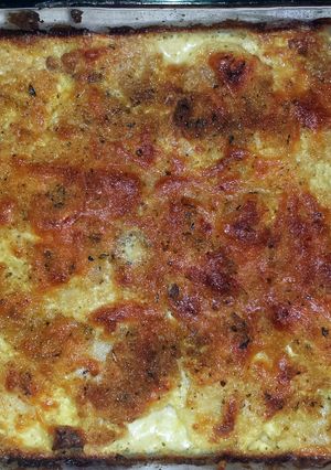 A picture of Creamy Pepper Jack Bacon Funeral Potatoes.