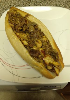 A picture of Super Cheesie Steak Chicken Cheesesteak With Mushrooms.