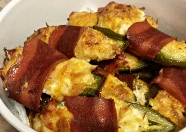 Steps to Make Super Quick Stuffed Jalapeños wrapped in Turkey bacon