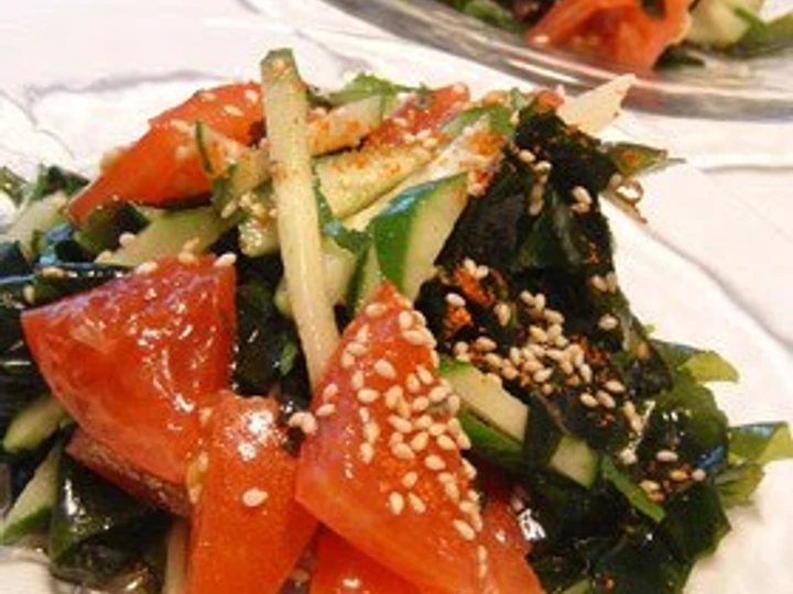 Easy Way Prepare Recipe Nutrient-Rich Summer Salad with Veggies and Plenty of Wakame Seaweed that is Delicious, Really Delicious}