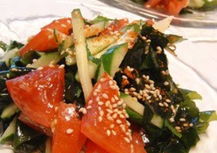 Nutrient-Rich Summer Salad with Veggies and Plenty of Wakame Seaweed