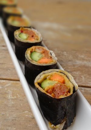 A picture of LG's Tortilla Sushi.