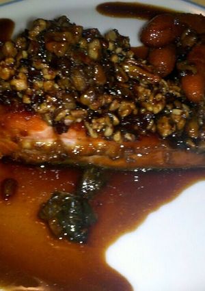 A picture of sesame pecan salmon.