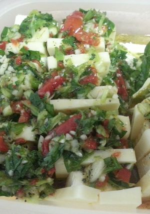 A picture of Mom's Marinated Cheese.