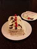 White Chocolate Layered Torte with Rasberry and White Chocolate Cream