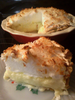 A picture of Sunshine's Homemade Coconut Cream Pie.