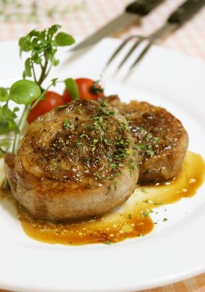 A picture of Pork Roll Steaks with Thinly Sliced Pork.