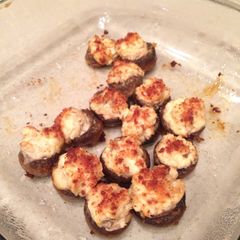 A picture of Vegetarian Creamy Parmesan, Garlic And Cream Cheese Stuffed Mushrooms.