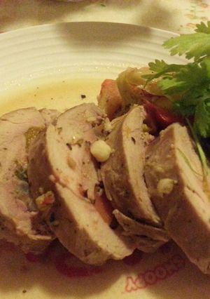A picture of Pork Roll with Vegetables. Tender & Juicy..