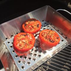 A picture of Vegan Stuffed Grilled Red Bell Peppers.