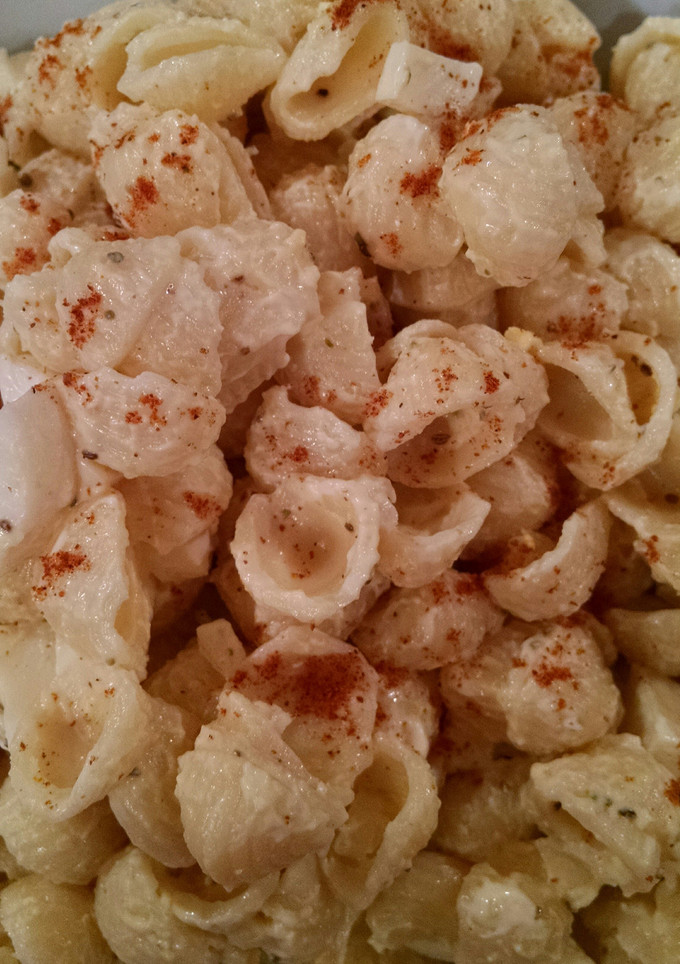 A picture of Deviled Egg Macaroni Salad.