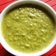 A picture of Broccoli Leek Soup ~ 200th post.