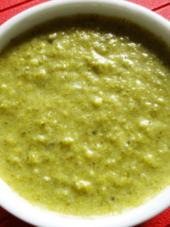 A picture of Broccoli Leek Soup ~ 200th post.
