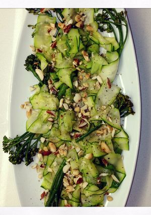 A picture of Courgette Ribbon And Baby Broccoli Salad.