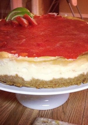 A picture of Strawberry Lime Cheesecake.