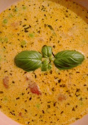 A picture of Green pea soup from heaven.
