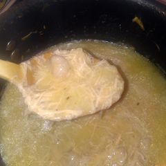 A picture of Grandma's chicken and dumplings.
