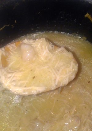 A picture of Grandma's chicken and dumplings.